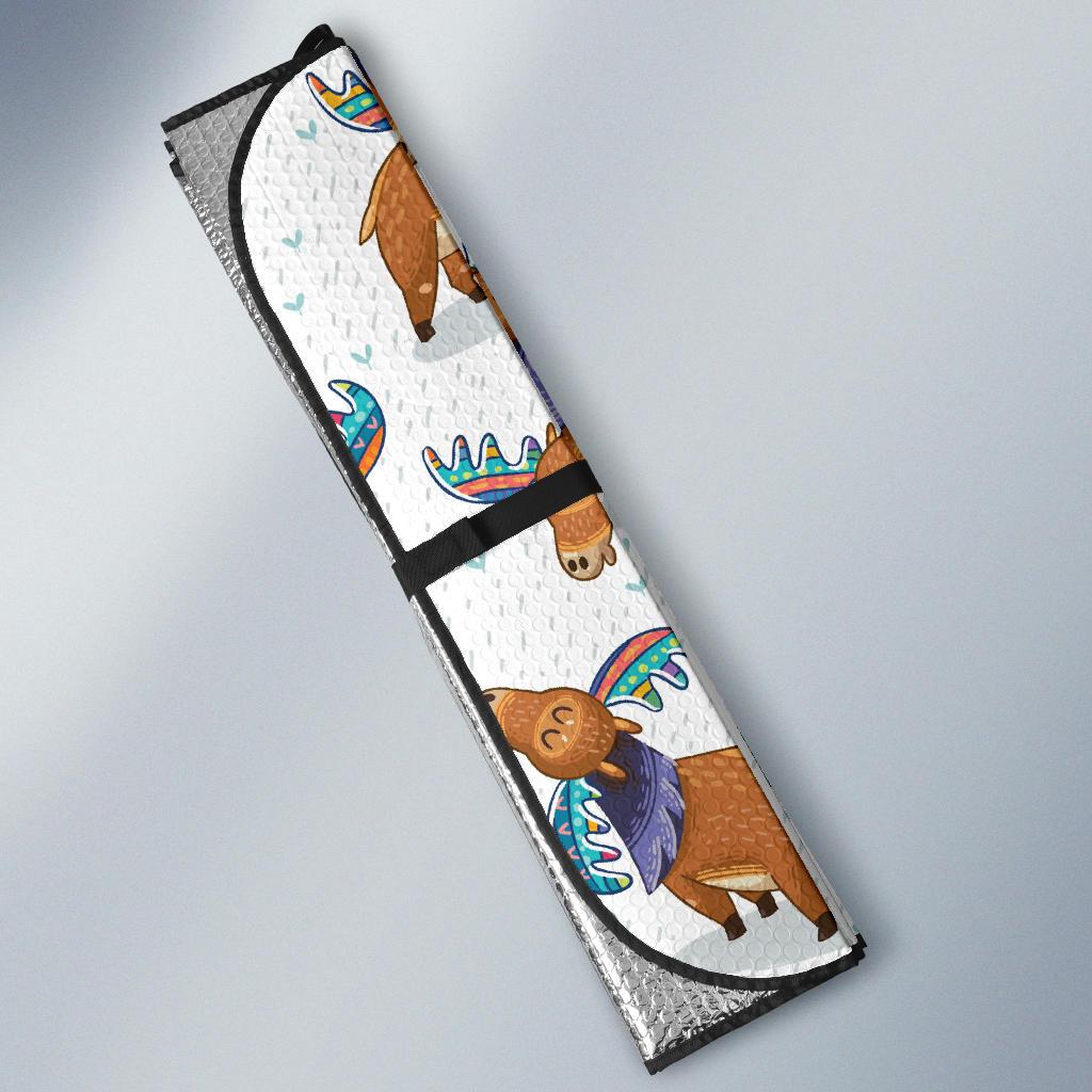 Moose Cute Pattern Print Design 01 Car Sun Shades-JORJUNE.COM