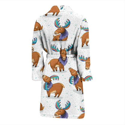 Moose Cute Pattern Print Design 01 Men Bathrobe-JORJUNE.COM