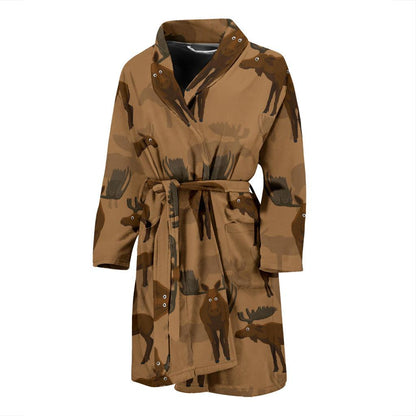 Moose Pattern Print Design 03 Men Bathrobe-JORJUNE.COM