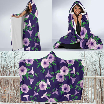 Morning Glory Pattern Print Design MG01 Hooded Blanket-JORJUNE.COM