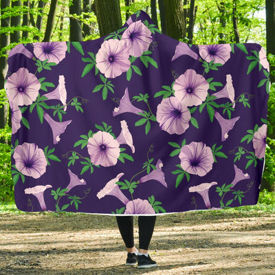 Morning Glory Pattern Print Design MG01 Hooded Blanket-JORJUNE.COM