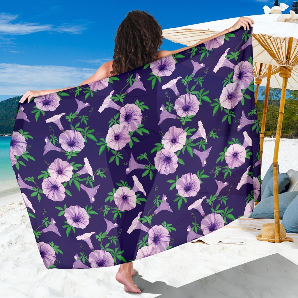 Morning Glory Pattern Print Design MG01 Sarong Pareo Wrap-JORJUNE.COM