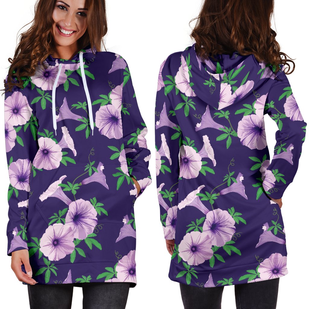 Morning Glory Pattern Print Design MG01 Women Hoodie Dress
