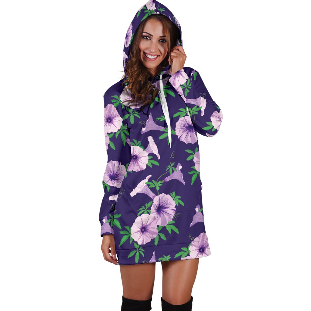 Morning Glory Pattern Print Design MG01 Women Hoodie Dress