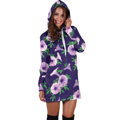 Morning Glory Pattern Print Design MG01 Women Hoodie Dress