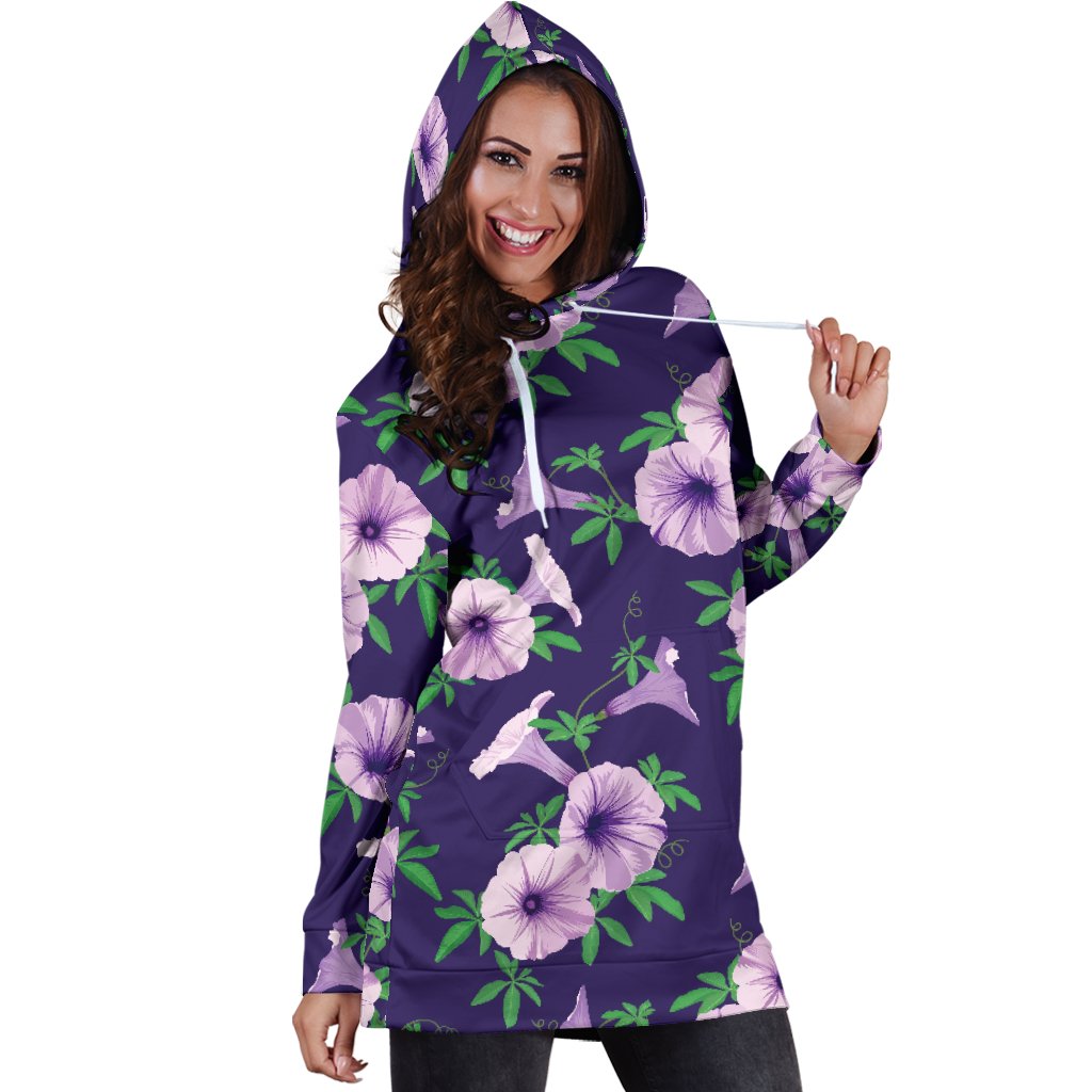 Morning Glory Pattern Print Design MG01 Women Hoodie Dress