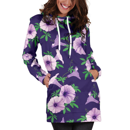 Morning Glory Pattern Print Design MG01 Women Hoodie Dress