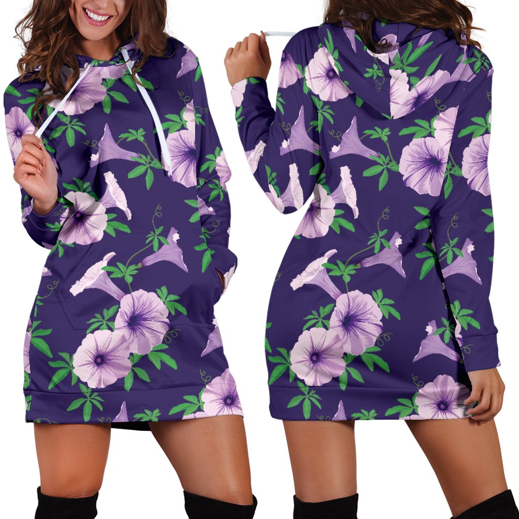Morning Glory Pattern Print Design MG01 Women Hoodie Dress
