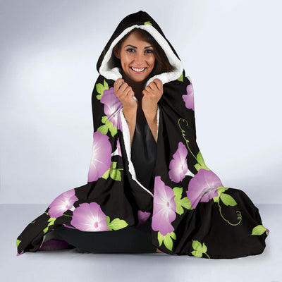 Morning Glory Pattern Print Design MG02 Hooded Blanket-JORJUNE.COM