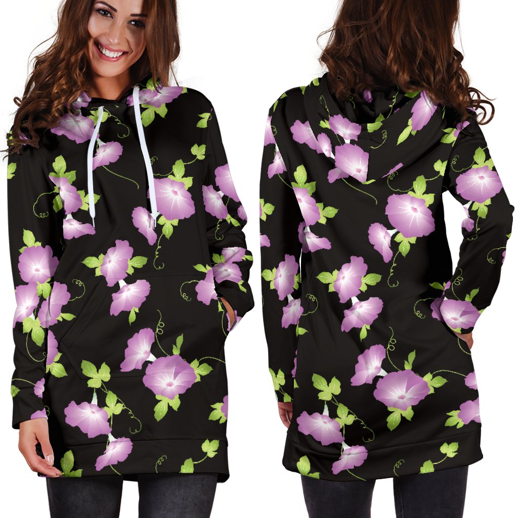 Morning Glory Pattern Print Design MG02 Women Hoodie Dress