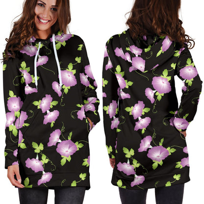 Morning Glory Pattern Print Design MG02 Women Hoodie Dress