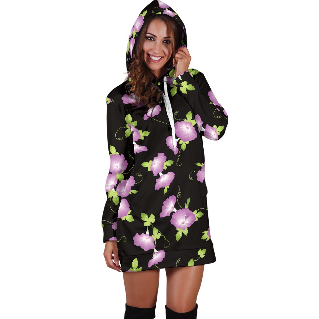 Morning Glory Pattern Print Design MG02 Women Hoodie Dress