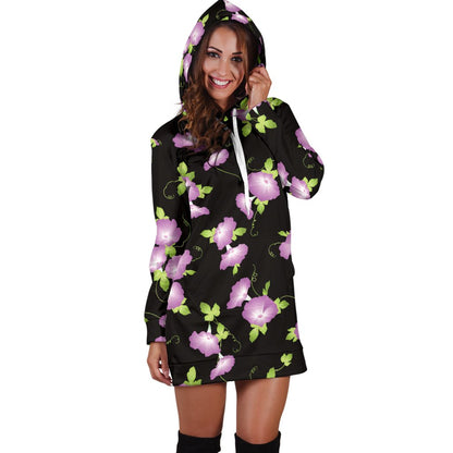 Morning Glory Pattern Print Design MG02 Women Hoodie Dress