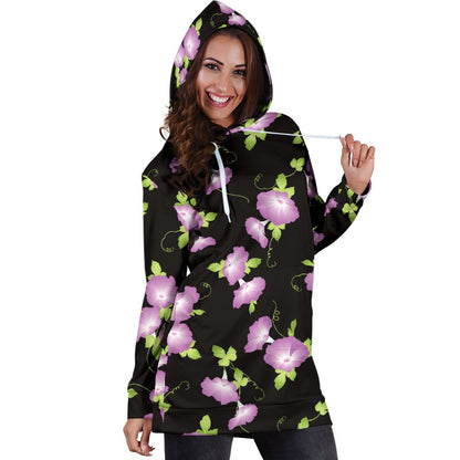 Morning Glory Pattern Print Design MG02 Women Hoodie Dress
