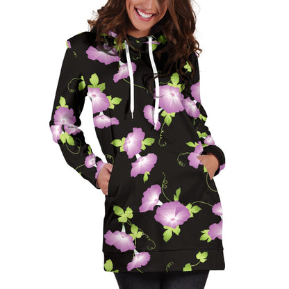 Morning Glory Pattern Print Design MG02 Women Hoodie Dress
