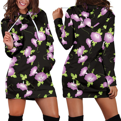 Morning Glory Pattern Print Design MG02 Women Hoodie Dress