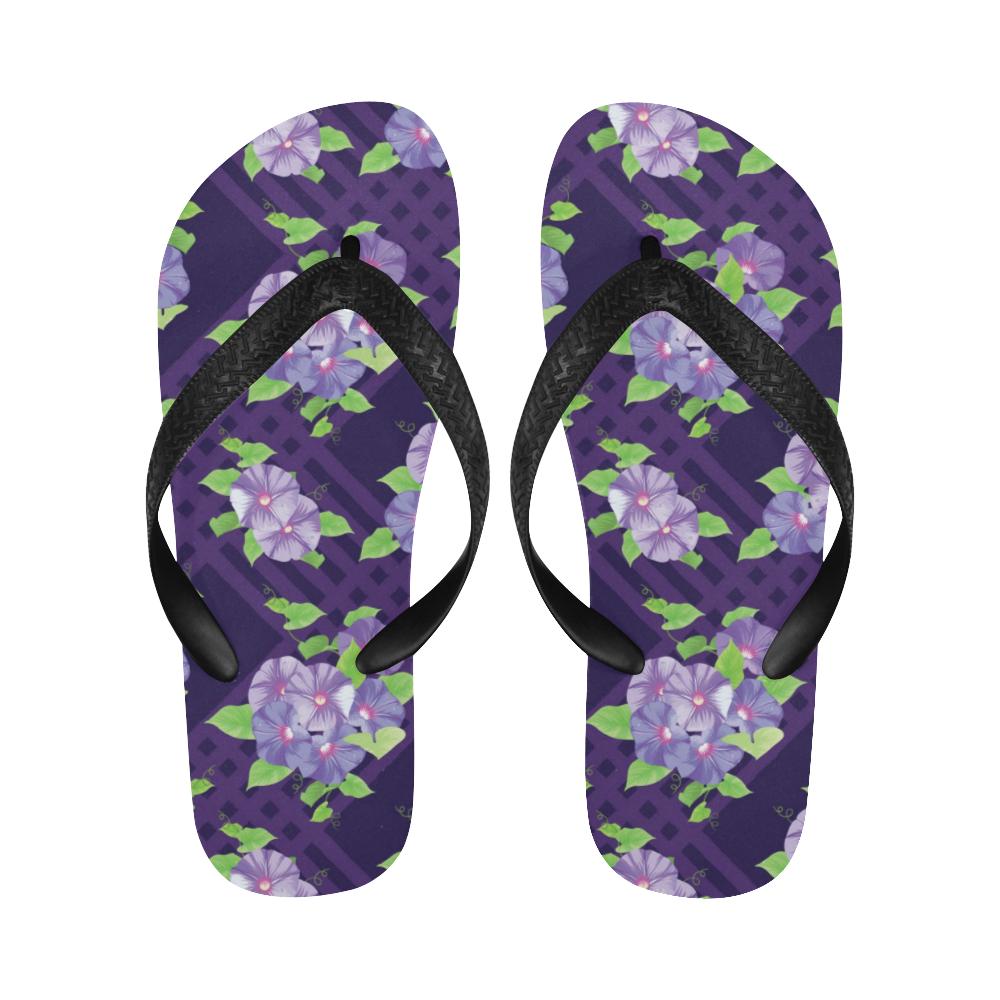 Morning Glory Pattern Print Design MG03 Flip Flops-JorJune