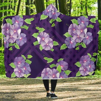 Morning Glory Pattern Print Design MG03 Hooded Blanket-JORJUNE.COM