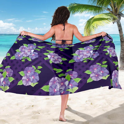 Morning Glory Pattern Print Design MG03 Sarong Pareo Wrap-JORJUNE.COM