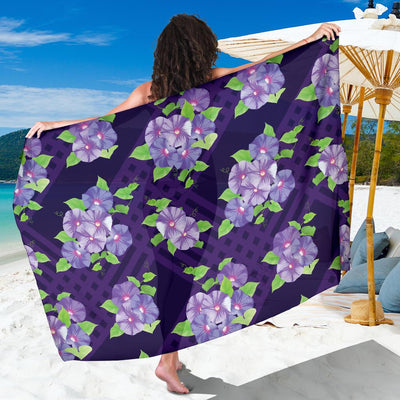 Morning Glory Pattern Print Design MG03 Sarong Pareo Wrap-JORJUNE.COM