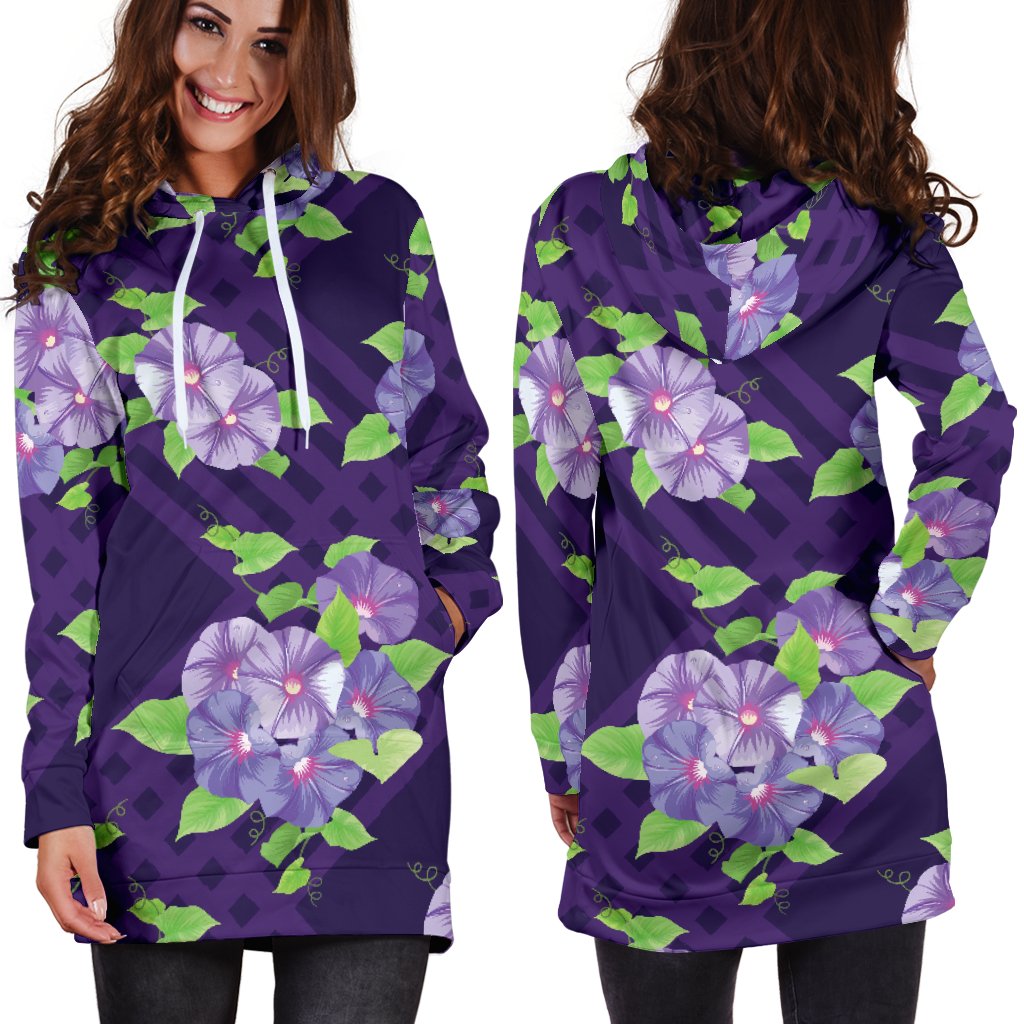 Morning Glory Pattern Print Design MG03 Women Hoodie Dress