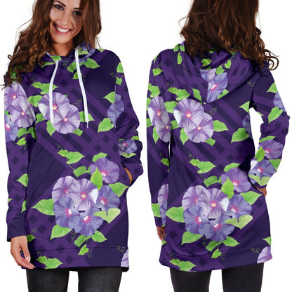 Morning Glory Pattern Print Design MG03 Women Hoodie Dress