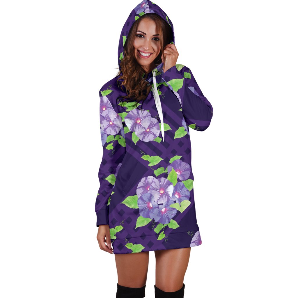 Morning Glory Pattern Print Design MG03 Women Hoodie Dress