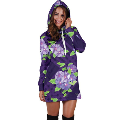 Morning Glory Pattern Print Design MG03 Women Hoodie Dress