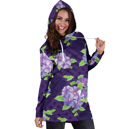 Morning Glory Pattern Print Design MG03 Women Hoodie Dress
