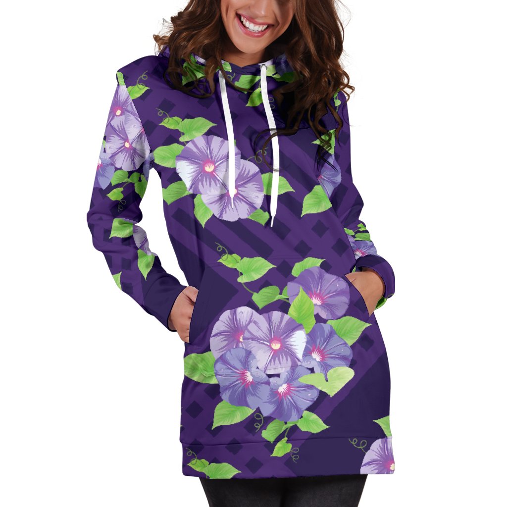 Morning Glory Pattern Print Design MG03 Women Hoodie Dress