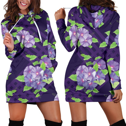 Morning Glory Pattern Print Design MG03 Women Hoodie Dress