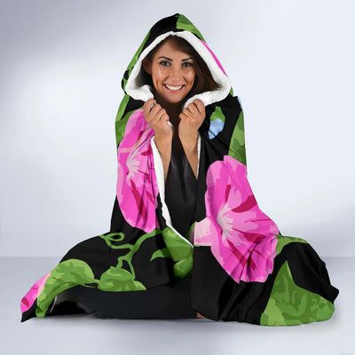 Morning Glory Pattern Print Design MG04 Hooded Blanket-JORJUNE.COM