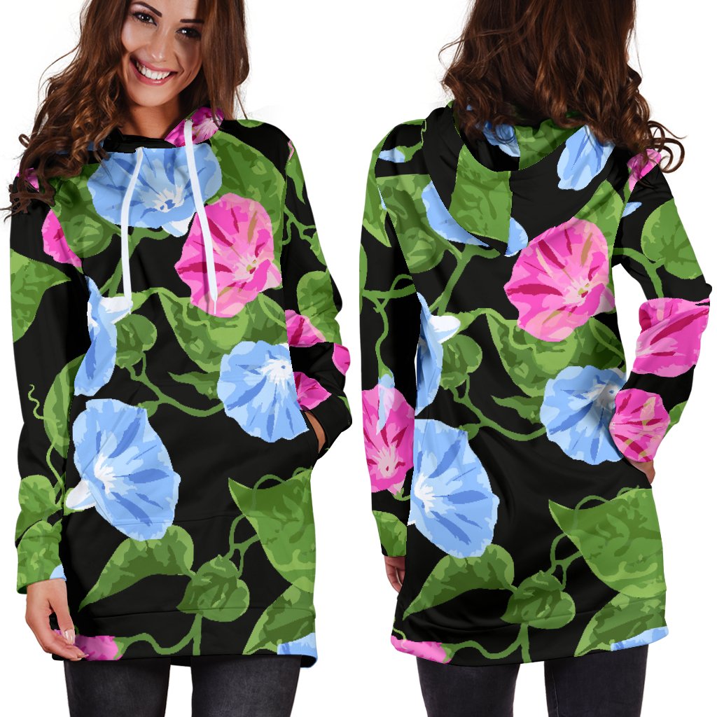 Morning Glory Pattern Print Design MG04 Women Hoodie Dress