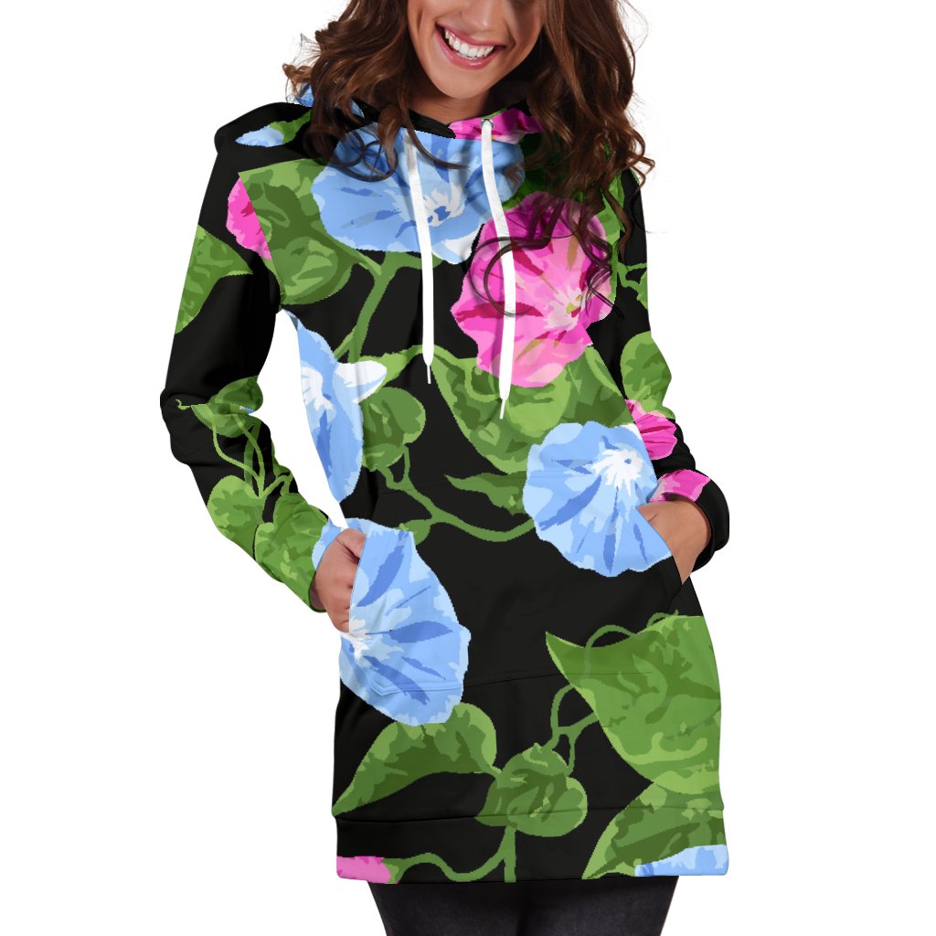 Morning Glory Pattern Print Design MG04 Women Hoodie Dress