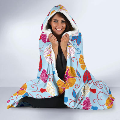 Morning Glory Pattern Print Design MG06 Hooded Blanket-JORJUNE.COM