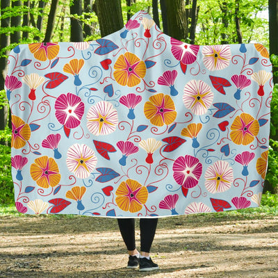 Morning Glory Pattern Print Design MG06 Hooded Blanket-JORJUNE.COM