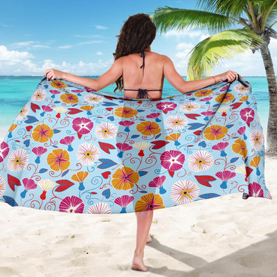 Morning Glory Pattern Print Design MG06 Sarong Pareo Wrap-JORJUNE.COM