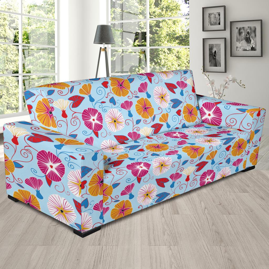 Morning Glory Pattern Print Design MG06 Sofa Slipcover-JORJUNE.COM