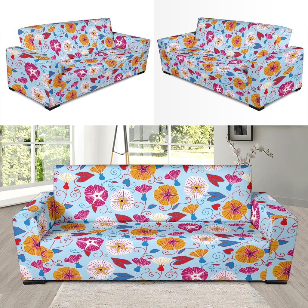 Morning Glory Pattern Print Design MG06 Sofa Slipcover-JORJUNE.COM