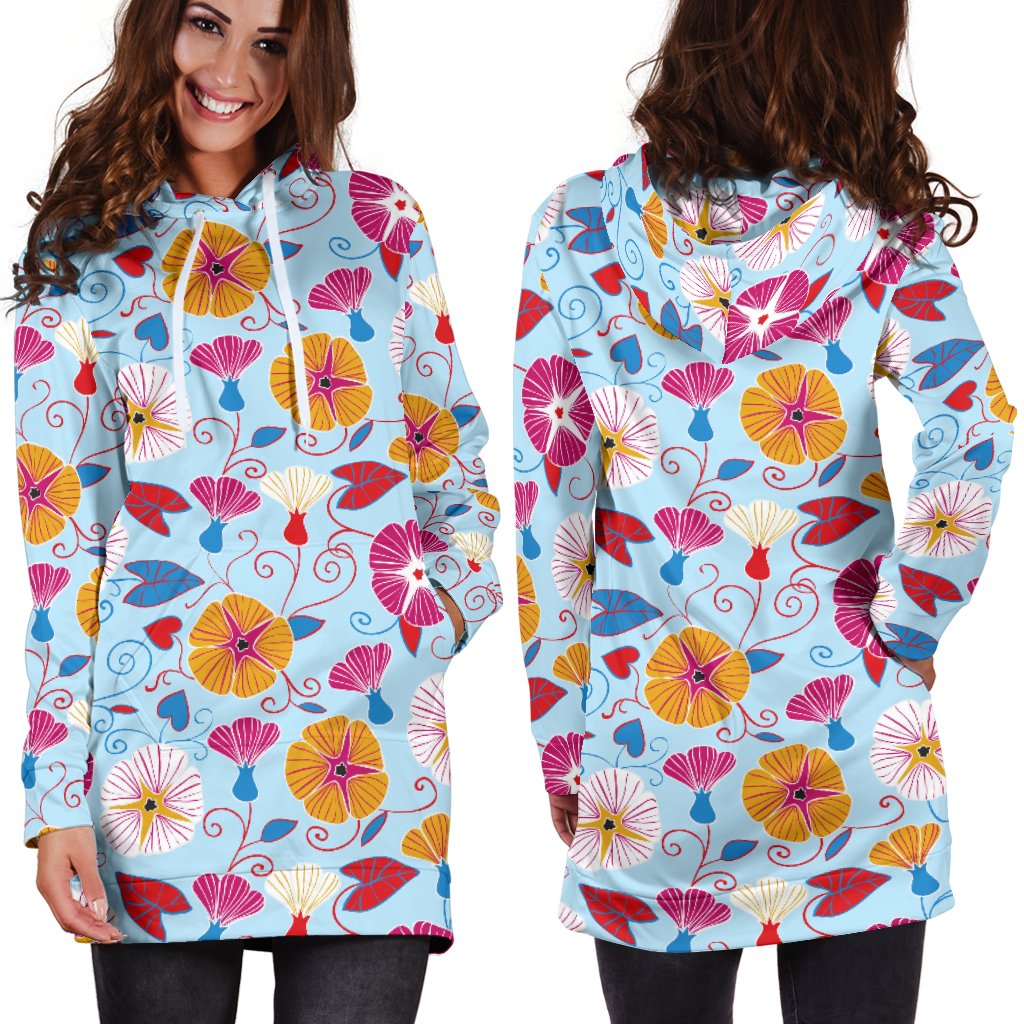Morning Glory Pattern Print Design MG06 Women Hoodie Dress