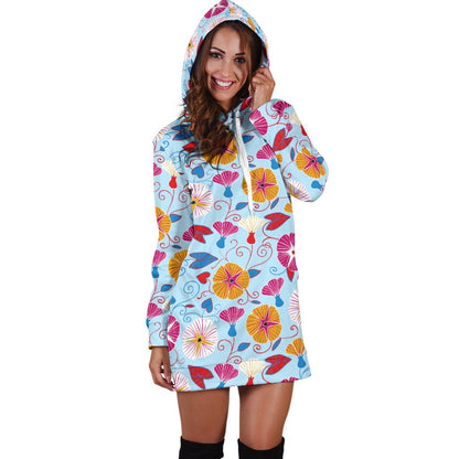 Morning Glory Pattern Print Design MG06 Women Hoodie Dress