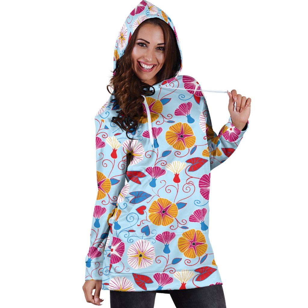 Morning Glory Pattern Print Design MG06 Women Hoodie Dress