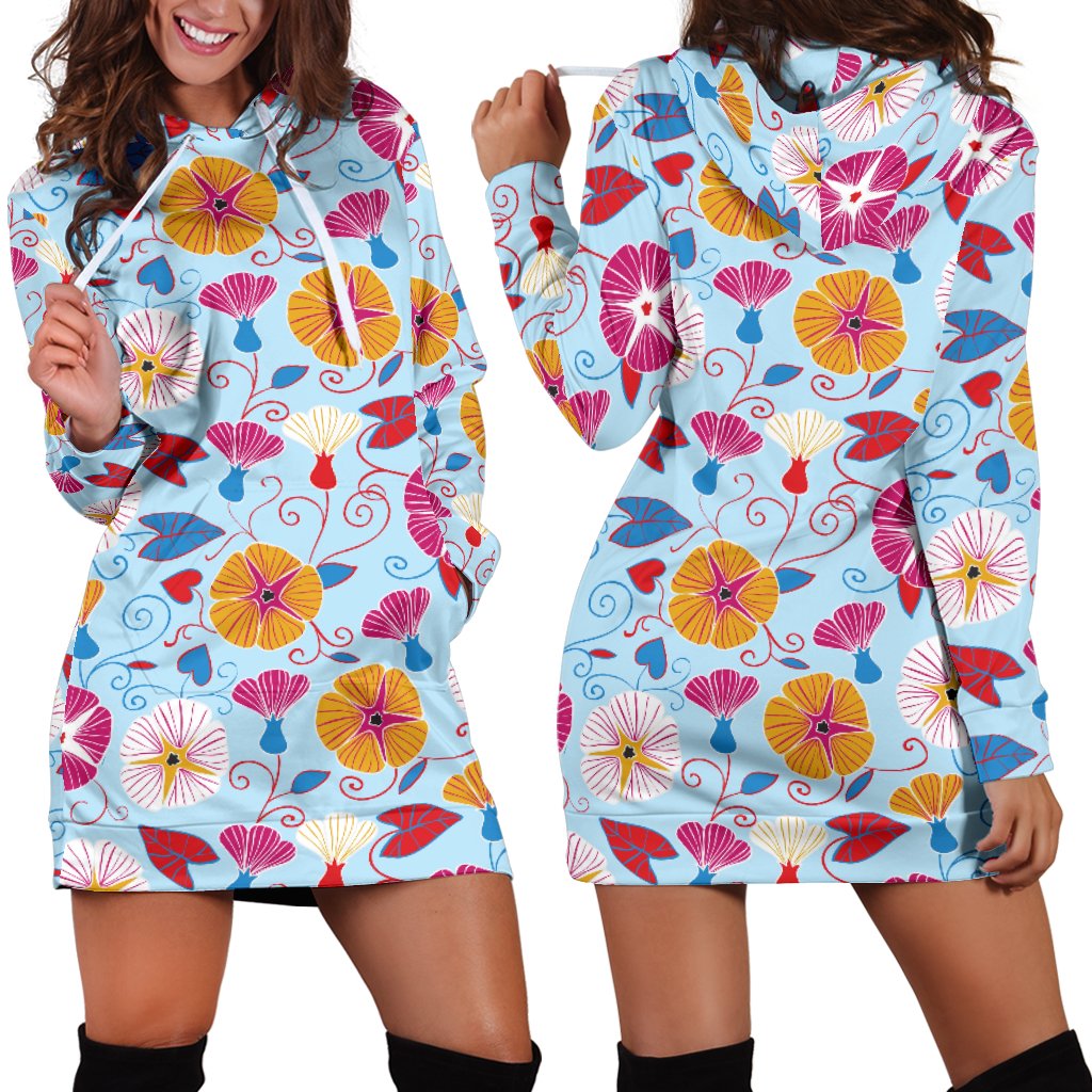 Morning Glory Pattern Print Design MG06 Women Hoodie Dress