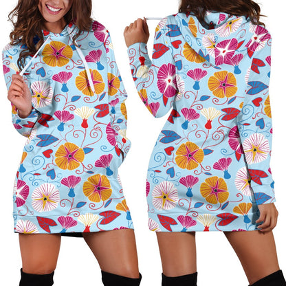 Morning Glory Pattern Print Design MG06 Women Hoodie Dress