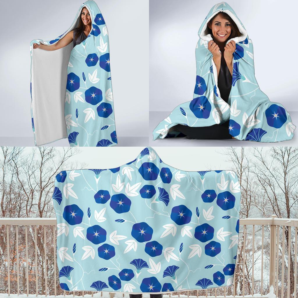 Morning Glory Pattern Print Design MG07 Hooded Blanket-JORJUNE.COM