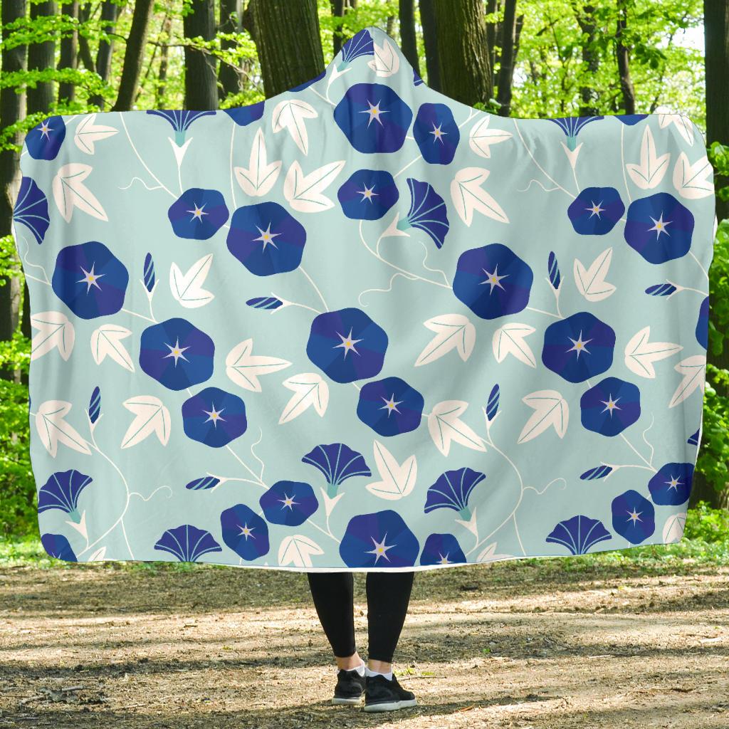 Morning Glory Pattern Print Design MG07 Hooded Blanket-JORJUNE.COM