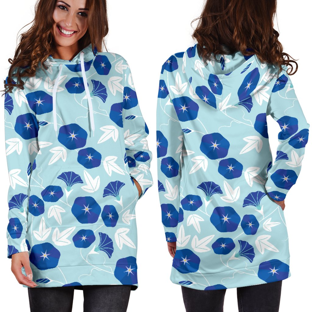 Morning Glory Pattern Print Design MG07 Women Hoodie Dress