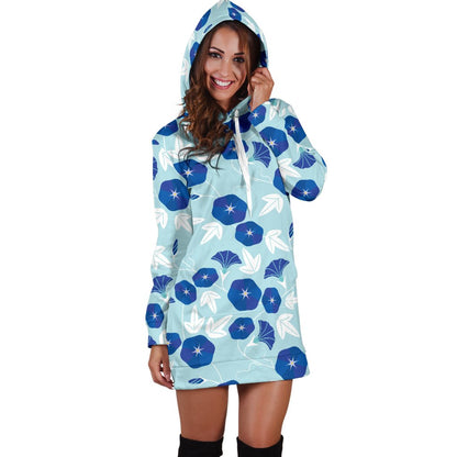 Morning Glory Pattern Print Design MG07 Women Hoodie Dress