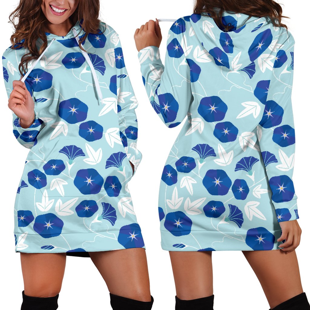 Morning Glory Pattern Print Design MG07 Women Hoodie Dress