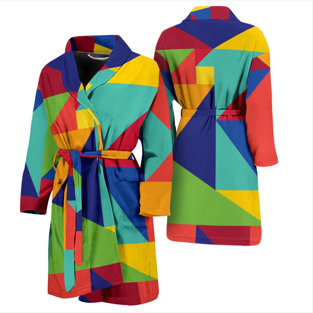 Mosaic Pattern Print Design 01 Men Bathrobe-JORJUNE.COM